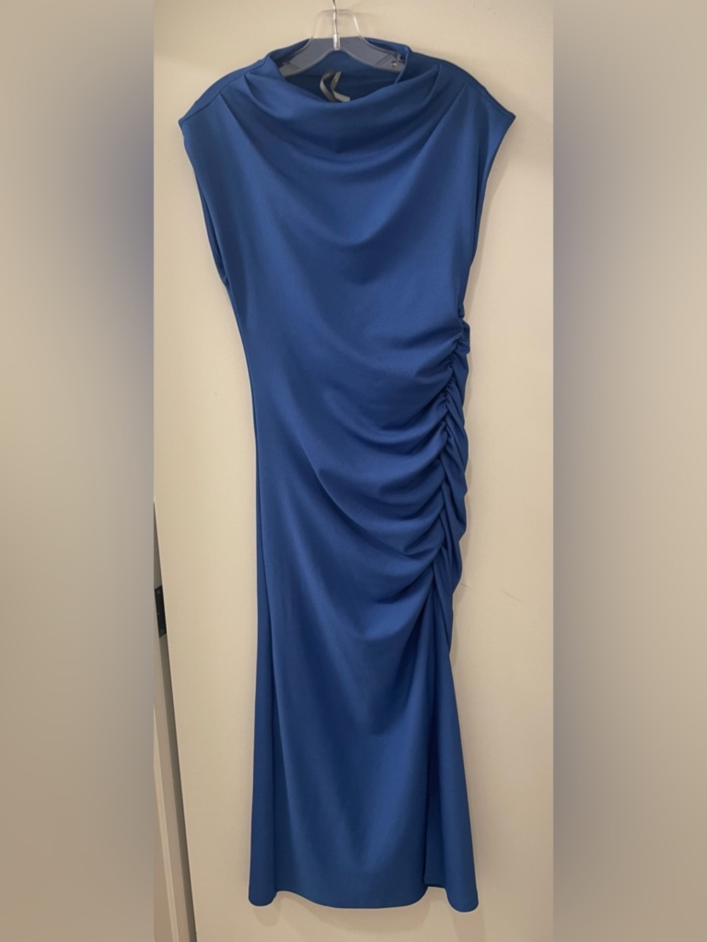 Anthropologie Royal Blue Maya Ruched Cowl Neck Midi Dress. Size Medium. - Picture 4 of 6